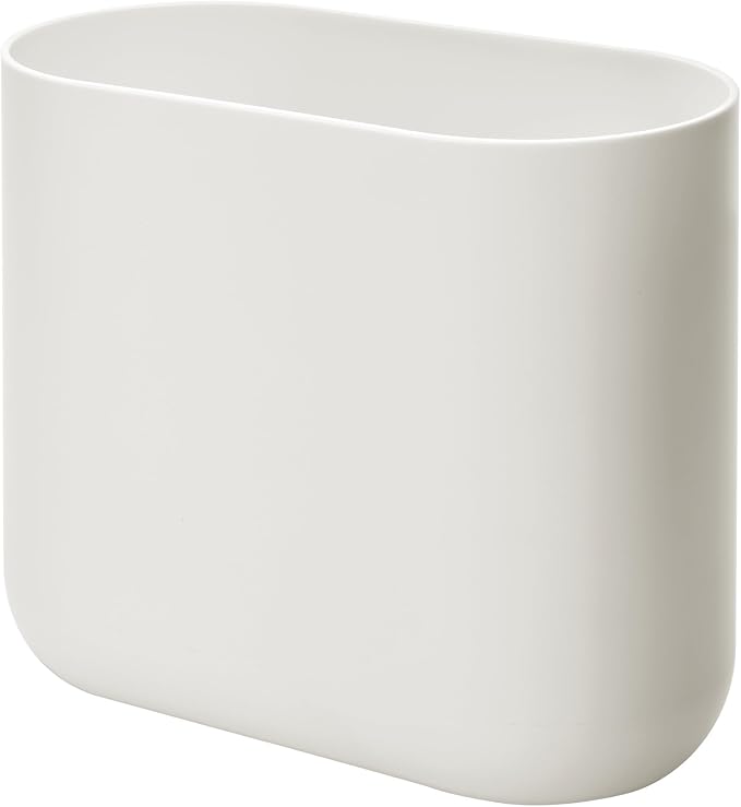 iDesign Small Slim Plastic Bathroom Trash Can, Coconut White - Image 6