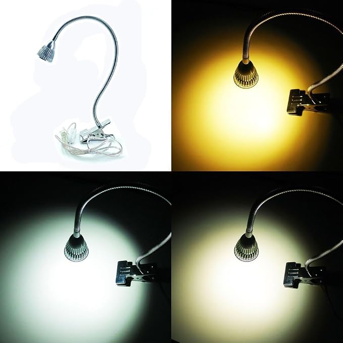 QUANS 5W 3 Colors LED Clip on Tube Flexible Work Desk Table Bed Light SR | - Image 2