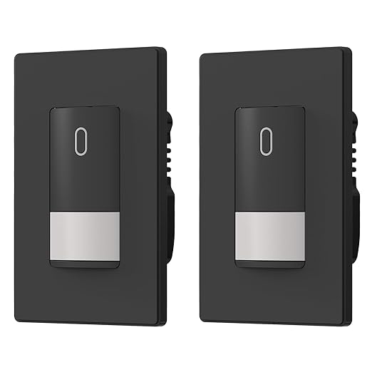 ELEGRP Matte Black Single Pole Occupancy Motion Sensor Light Switch, Need Neutral Wire, 120° Sensor Coverage PIR Infrared Motion Activated, for CFL/LED/MLV/INC/HAL/Fan, UL,2 Pack