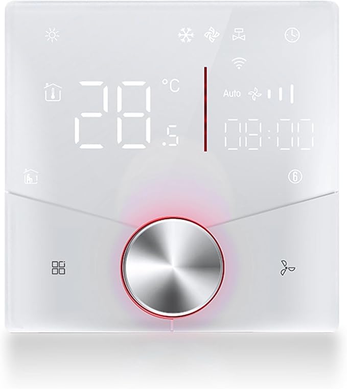 WiFi Central AC Thermostat Energy Saving Control Wall Mounted Programmable Temperature Controller for Smart Home (White)