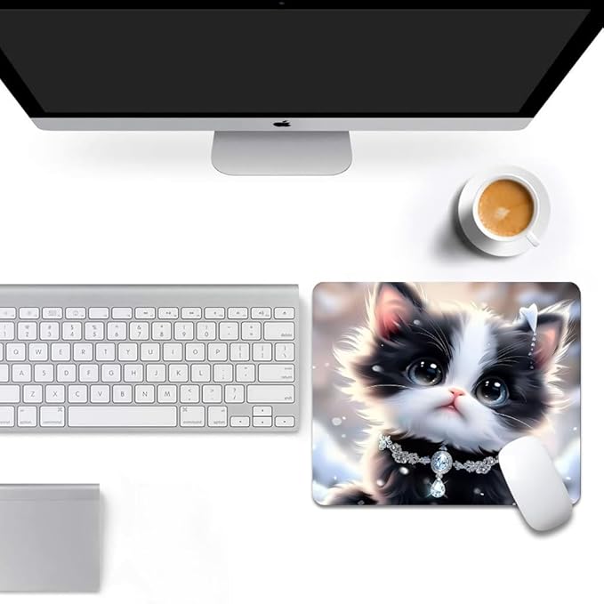 Cute Cat Square Mouse pad, Texture, Waterproof, Anti Slip Rubber Base, Computer Mouse pad, Laptop Mouse pad