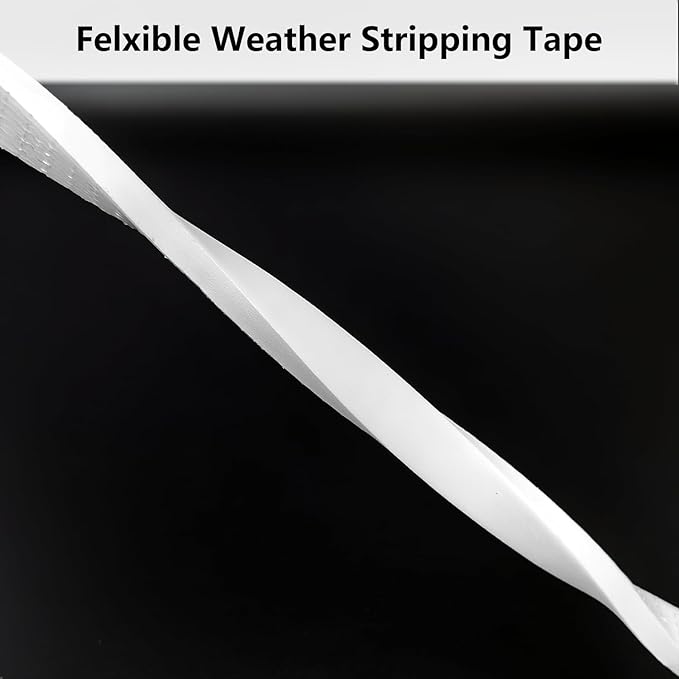 Weather Stripping Door Seal Strip, Strong Adhesive, Weatherproof, Reduce Noise, Gap Filler, Foam Insulation Tape for Doors and Windows (1/2 in x 1/4 in x 26 Ft), White