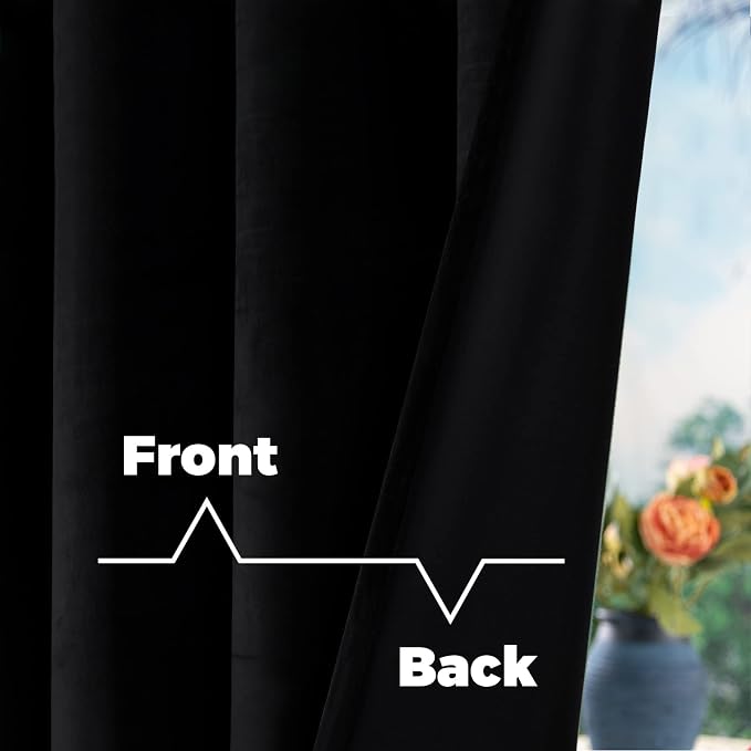 BGment Black Velvet Curtains 90 Inch - Image 4