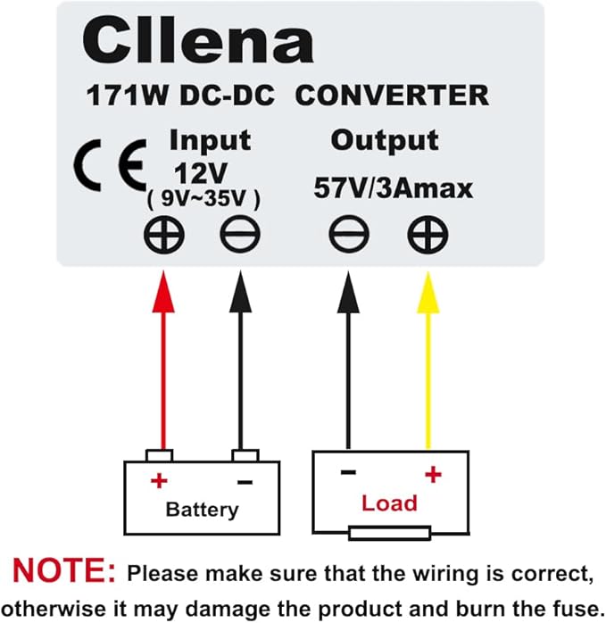 Cllena DC12V(9V-35V) Step Up to 57V 3A 171W Booster Converter Power Supply Voltage Transformer for Starlink GEN 3 Router