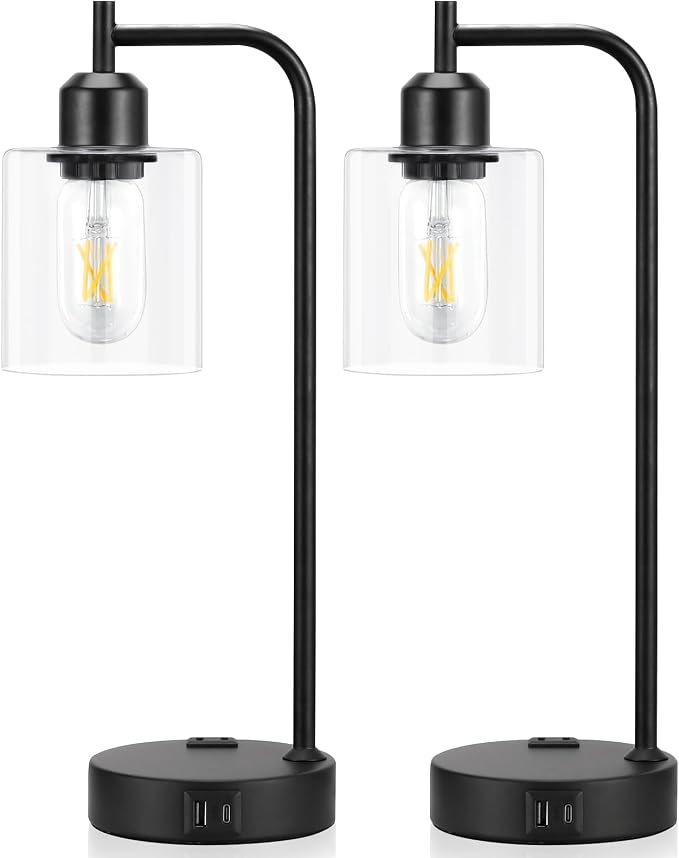 Industrial Touch Lamps for Nightstand Set of 2, 3-Way Dimmable Bedside Lamp | - Image 8