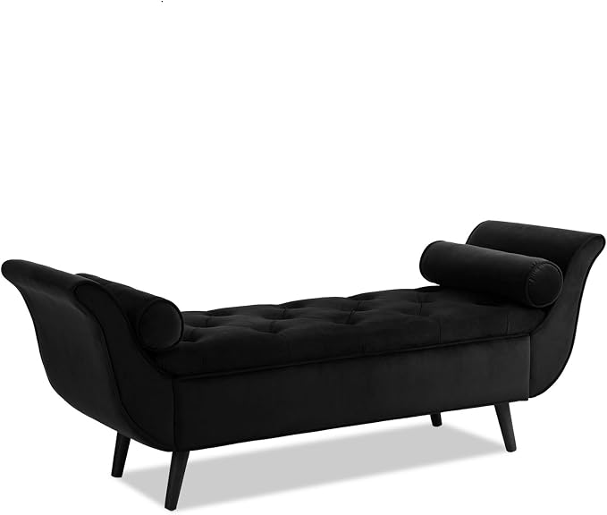 65" Velvet End of Bed Bench, Upholstered Seat - Image 7