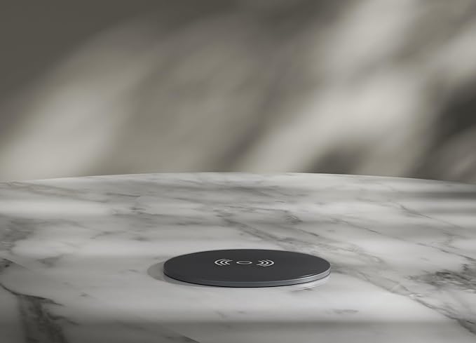 MAZZGOFOR Pop up Outlet - 4-inch Hole,4-AC Outlet,20W USB C,15W Wireless Charging,2-USB Port,Desktop Recessed Grommet Power Outlet for Kitchen Island Countertop,6 ft Cable,Grey