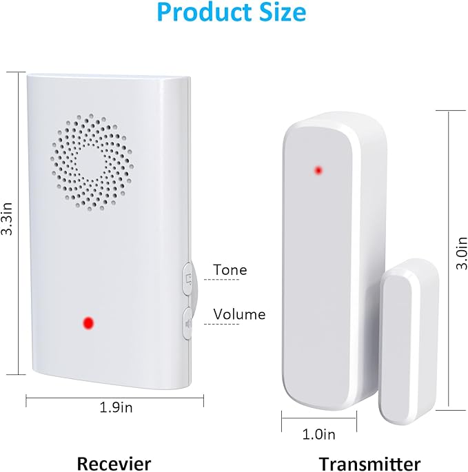Wireless Door Sensor Chime, Door Open Alarm When Entry Business/Office/Store (500ft Range 51 Ringer Adjustable Volume) Home Alert Bell for Kid/Toddler Safety