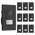 ELEGRP Matte Black Single Pole Occupancy Motion Sensor Light Switch, Need Neutral Wire, 120° Sensor Coverage PIR Infrared Motion Activated, for CFL/LED/MLV/INC/HAL/Fan, UL,10 Pack