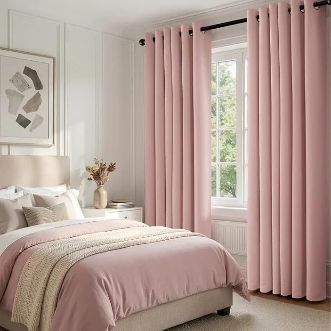 Light Pink Blackout Curtains for Bedroom Living Room W40 x L84 Inch | 84 Inch - Image 6