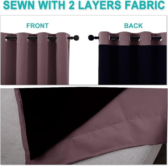 NICETOWN 100% Blackout Curtains 84 inches Long, Pair of Energy Smart & Noise - Image 5