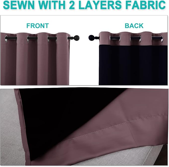 NICETOWN 100% Blackout Curtains 54 inches Long, Double-Deck Completely Blackout - Image 5