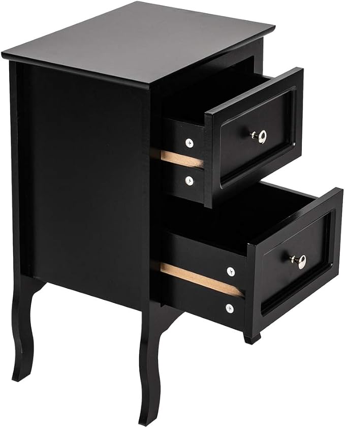 Bonnlo Black Nightstand with 2 Drawers, Night Stands - Image 3