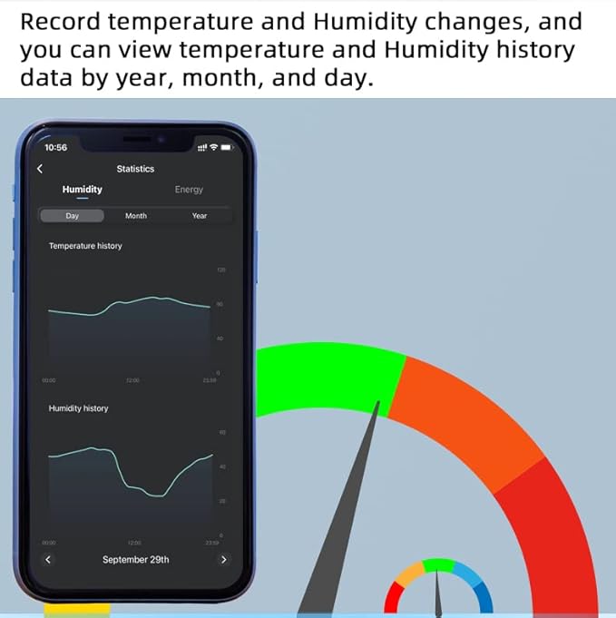 MHCOZY WiFi Wireless Temperature Controller,Include Temperature Probe Sensor ,Tuya app Remote 16A Smart Switch with Energy Consumption Monitoring,Work with Alexa Google (Temperature and Humidity)