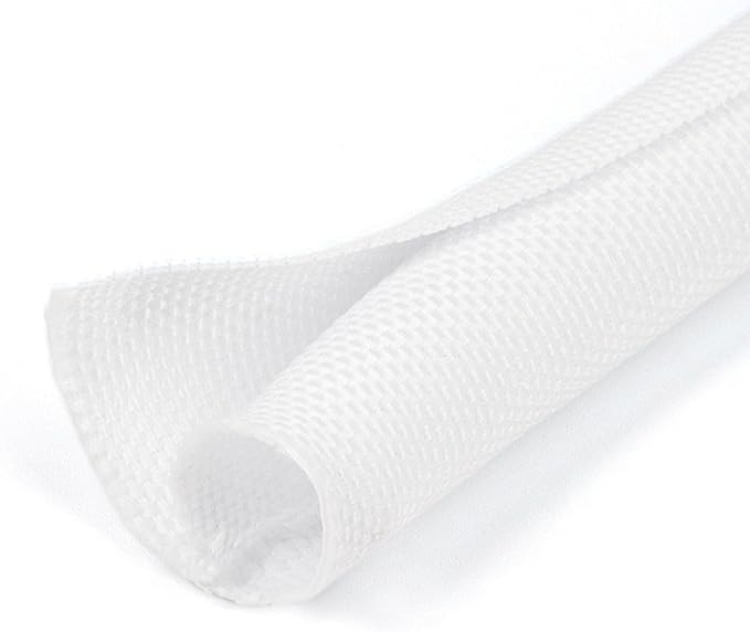 HOLED 1/8 inch Split Braided Cable Management Sleeve for USB Cable Power Cord Audio Video Cable, Wire Loom Cord Protector from Cat Dog Chewing (White, 25FT)