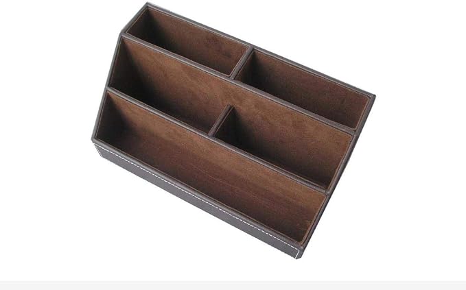 Brown PU Leather Remote Controller Holder TV Guide CD DVD Controller Organizer - Image 5