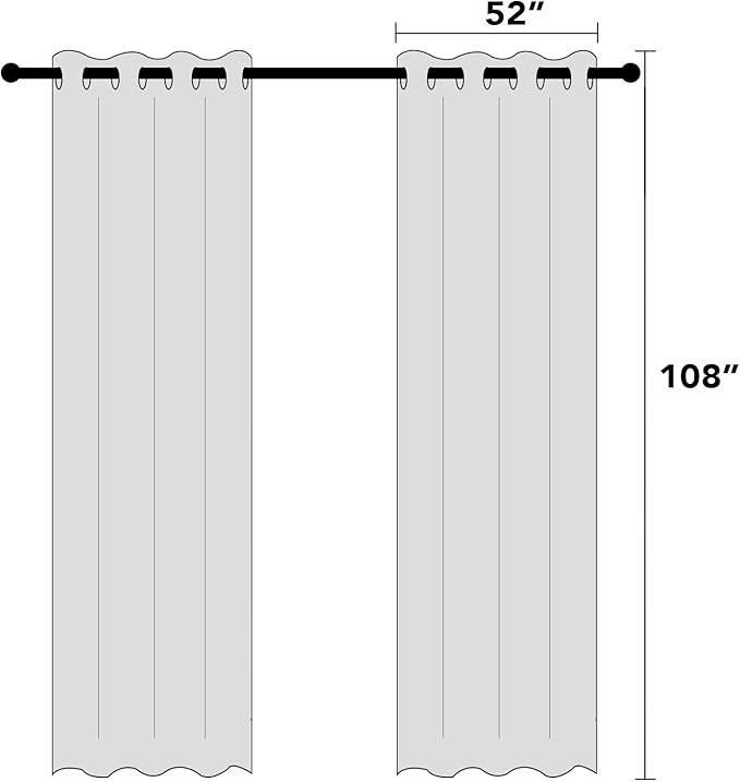 PrinceDeco 100% Blackout Curtains 108 Inches Long 2 Panels Set Black Out Linen Curtains for Bedroom Living Room Thermal Insulated with White Liner Extra Long Curtains for Windows(52x108 inch,Stone)