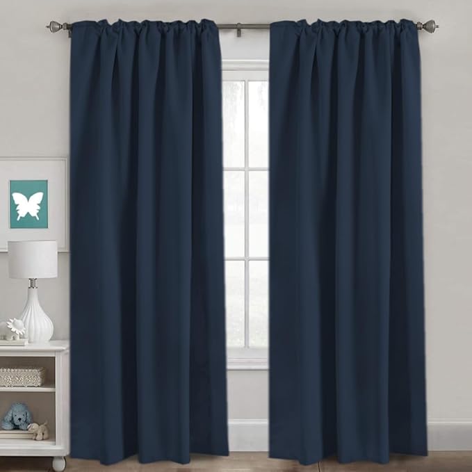 H.VERSAILTEX Back Tab Navy Blackout Curtains 90 Inch Long - Image 2