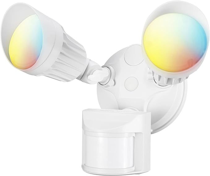 LEONLITE 3CCT LED Security Light, Motion Sensor Outdoor Lights, Dusk to Dawn, ETL Listed, Adjustable Heads, 3000K4000K5000K Selectable, Motion Detector Flood Light for Outside, IP65 Waterproof, White