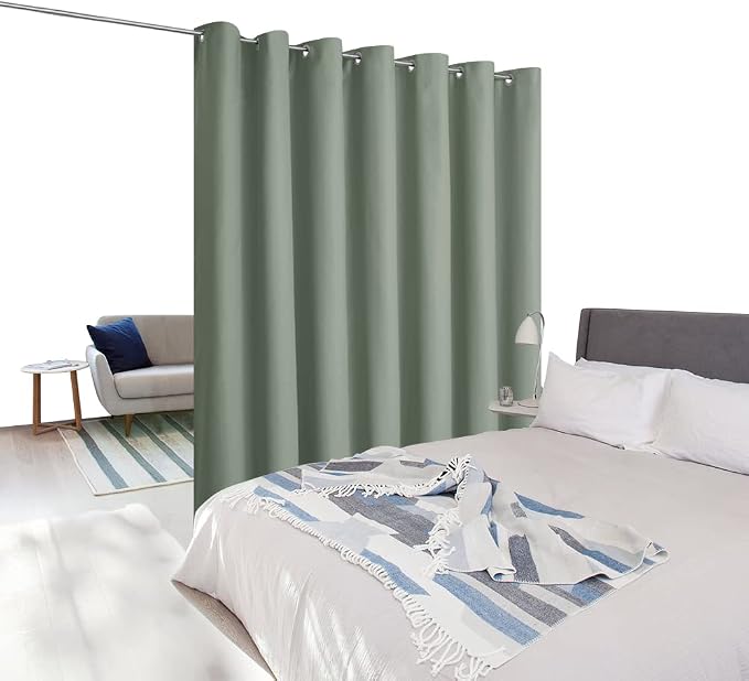 NICETOWN Greyish Green Room Separating Divider, Room Divider Curtain Screen - Image 2