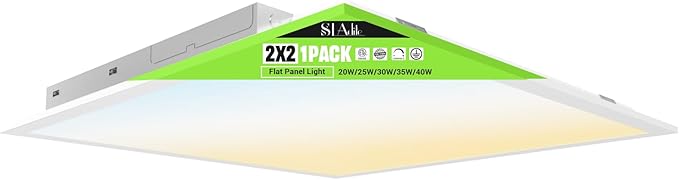 2x2 LED Light Flat Panel, 40/35/30/25/20W, 5 Color Temps 2.7K/3K/3.5K/4K/5K, Dimmable (0-10V) Recessed Ceiling Lights, 5200 LM, Fixture Flush Mount Ceiling for Office Kitchen Garage ETL-1Pack