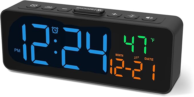 3-in-1 Digital Clocks for Living Room, Small & Compact Alarm Clock | Temperature by Netzu