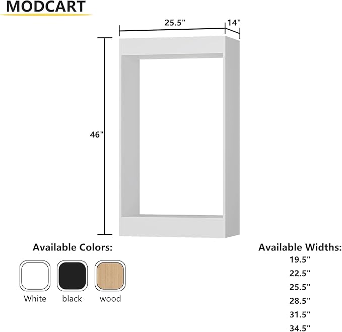 Double Hanging Closet Unit, Modular Wood Closet System Organizer with Storage, White, 25.5"W