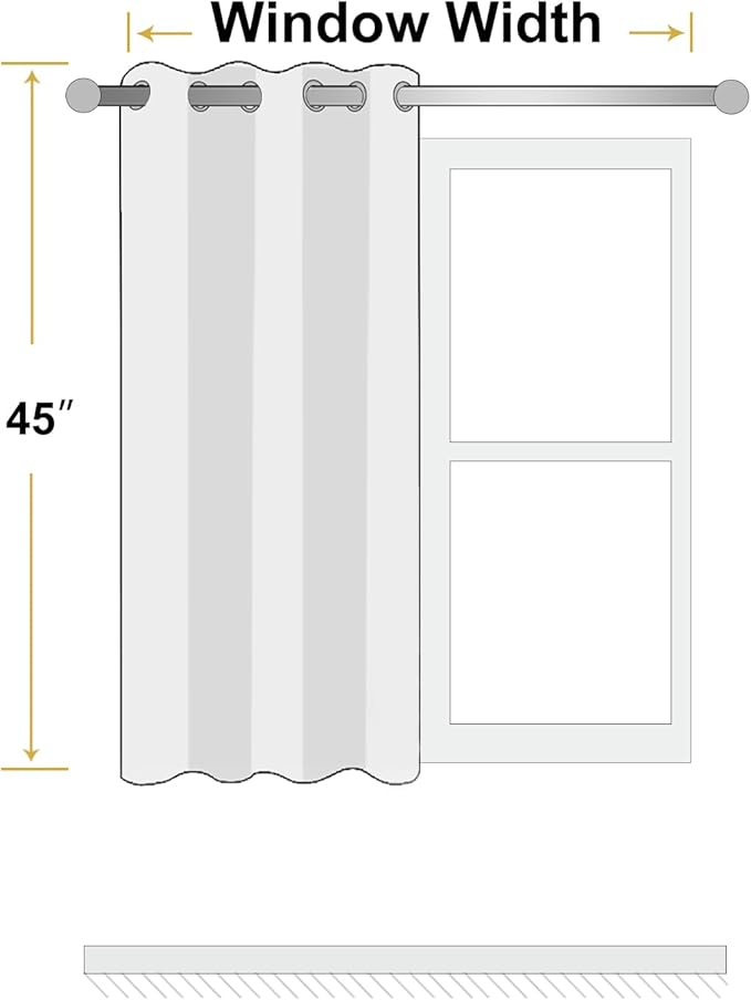 ChrisDowa 100% Blackout Sand Solid Curtains 45 Inches Long 2 Panels for Bedroom Living Room,Farmhouse Room Darkening Thermal Insulated Soundproof Grommet Top Window Treatment Drapes,52x45