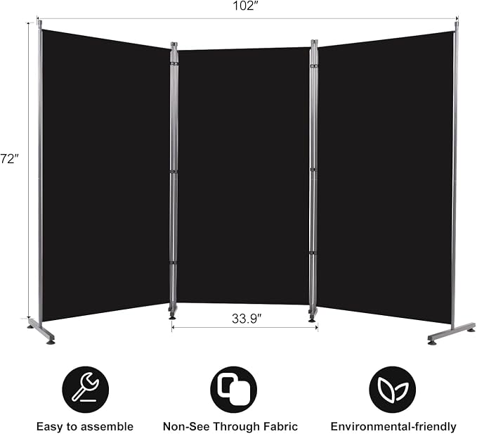 Room Divider 3 Panel-102''Wide Folding Privacy Screen, Large Partition Wall | - Image 6