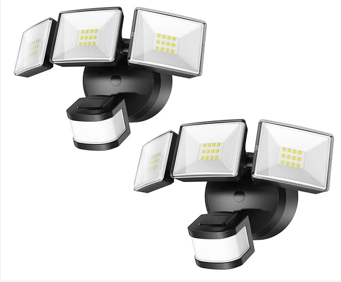 OREiN 2-Pack Motion Sensor Outdoor Flood Lights, 26W 3500LM LED Security Lights with 240° 40FT Detection, Dusk to Dawn/Auto/Test Modes, IP65 Waterproof for Garage, Yard, Porch, Driveway