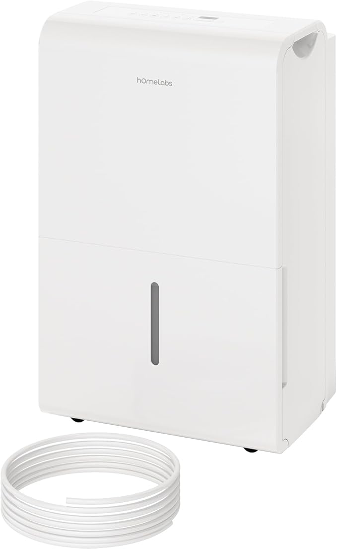 hOmeLabs Dehumidifier for Home, Office, Basements with Powerful Moisture Removal, Humidity Control, Auto Shut-off, Quiet Operation - 7,500 Sq Ft Wi-Fi with Pump (50 Pint MAX 120 Pint at 95°F, 90% RH)