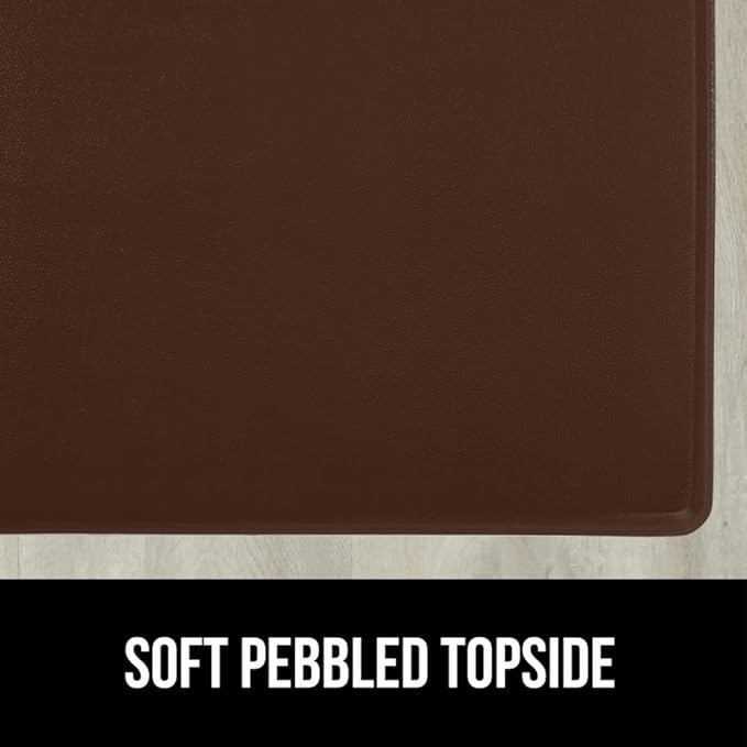 GORILLA GRIP 2 Pack Comfortable Cushioned Kitchen Mats for Floor, 17x29 + 17x59, Waterproof and Stain Resistant, 1/2 Inch Thick Soft Ergonomic Standing Desk Anti Fatigue Mat, Foam Supports Feet, Brown