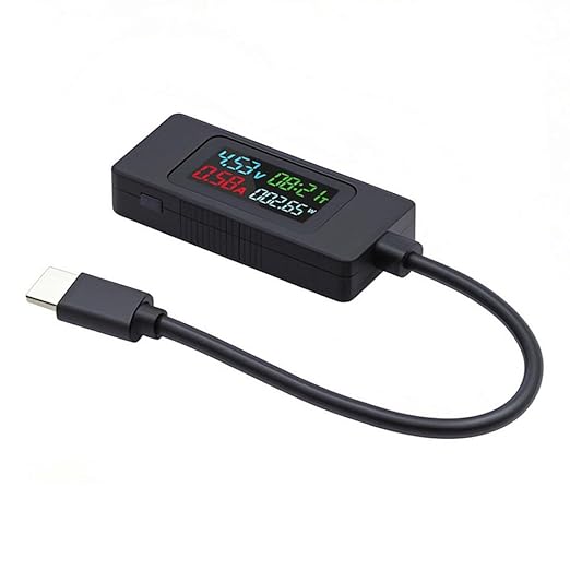 chenyang USB C Power Tester Digital Multimeter 4-30V 0-6.5A Color Screen Digital Display Real-Time Monitoring of Current/Voltage/Power/Work Time