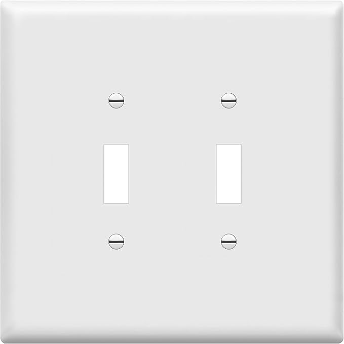 ENERLITES Jumbo Double Toggle Switch Cover, Large Two Gang Light Switch Wall Plate, Gloss Finish, Oversized 2-Gang 5.5" x 5.5", Unbreakable Polycarbonate Thermoplastic, UL Listed, 8812O-W, White