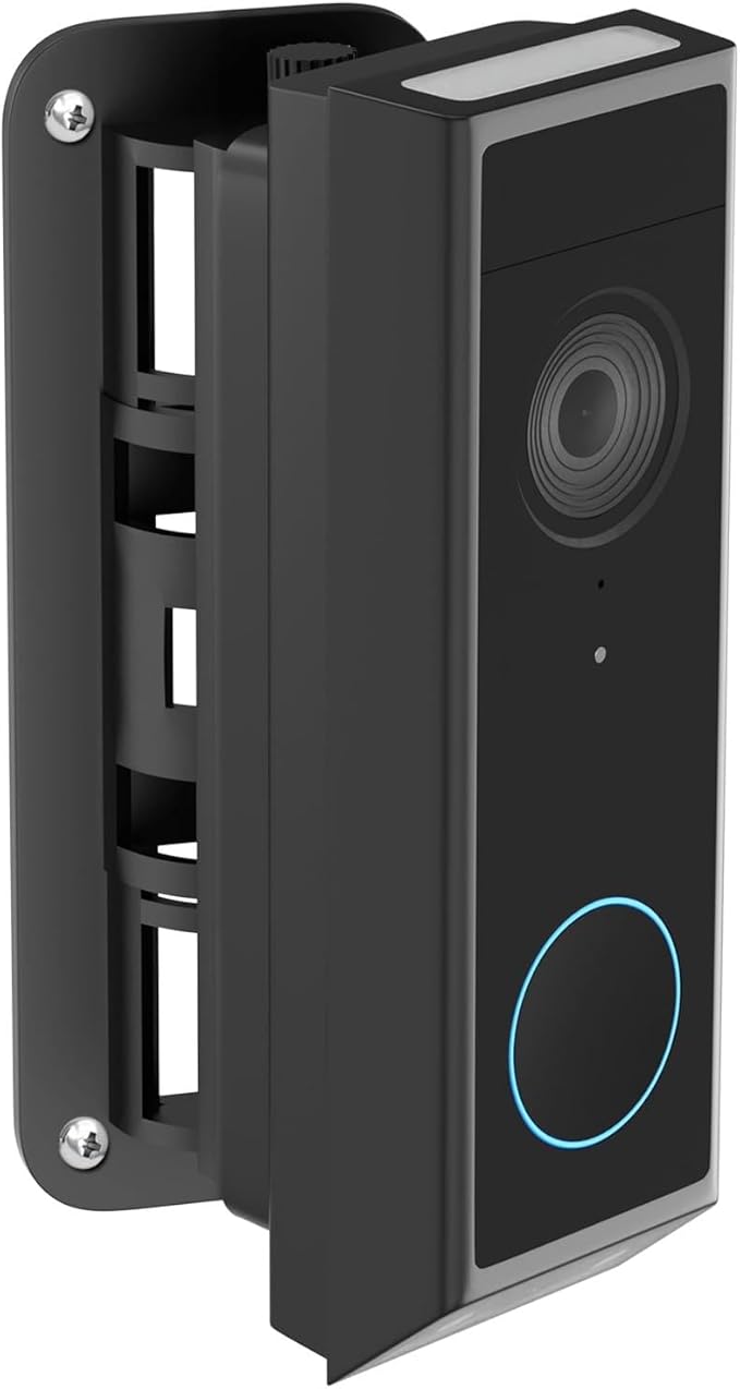 CaGuan Adjustable Doorbell Mount(35°-145°) for eufy Video Doorbell E340, No-Drillng Mounting Bracket,Left/Right Adjustable,Wide Viewing Angle,Ideal for Apartment/houses, Black