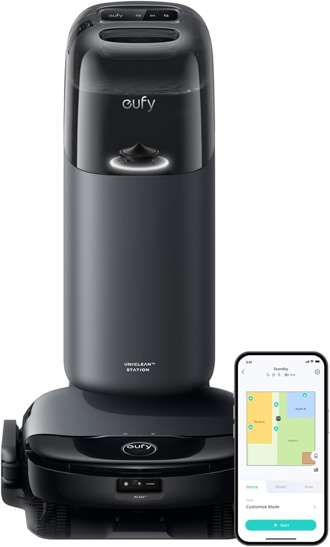 eufy S1 with All-in-One Station, HydroJet System with Roller Mop, Robot Vacuum and Mop Combo, Incredible Suction, Obstacle Avoidance, Multi-Level Mapping, Mop Auto-Retraction, Perfect for Pet Hair