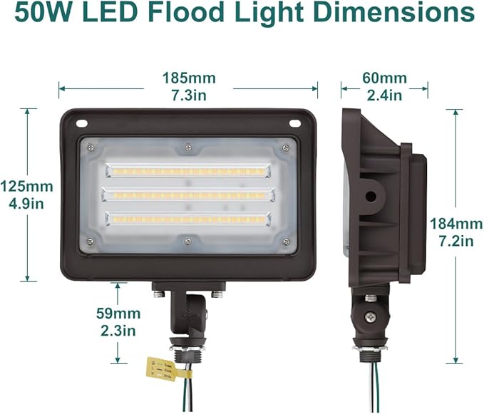 kadision LED Flood Light Outdoor, 50W/40W/30W 6500lm 3000K/4000K/5000K Selectable, Dusk-to-Dawn Photocell, IP65 Waterproof Adjustable Knuckle Mount Security Lights, 100-277V ETL Listed, 4 Pack