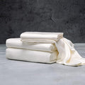 LUXOME Luxury Sheet Set | 100% Rayon (Viscose) from Bamboo | California King - Ivory | Deep Pockets | 4-Piece Set (Fitted, Flat, 2 Pillowcases)