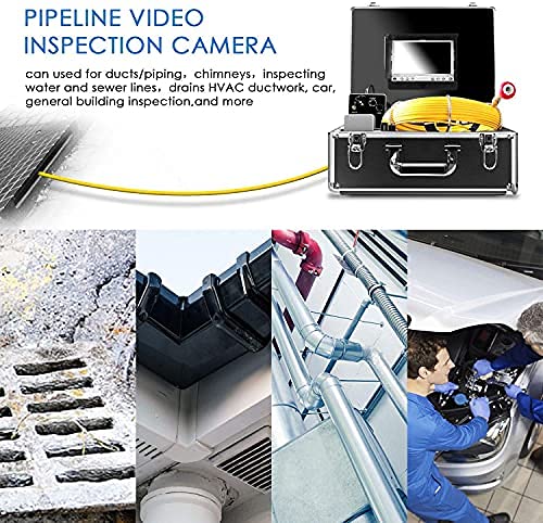 Pipe Pipeline Inspection Camera, Drain Sewer Industrial Endoscope HBUDS Waterproof IP68 Snake Video System with 7 Inch LCD Monitor 1000TVL Camera