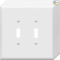 ENERLITES Jumbo Double Toggle Switch Cover, Large Two Gang Light Switch Wall Plate, Gloss Finish, Oversized 2-Gang 5.5" x 5.5", Polycarbonate Thermoplastic, UL Listed, 8812O-W-5PCS, White, 5 Pack