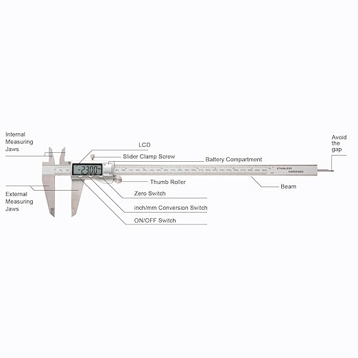SCITOOLS All-Metal Digital Caliper 0-12" Measuring Tool, Micrometer Caliper with Auto-Off Feature, Interchangeable Between inches and millimeters for DIY/Household and 3D Printing