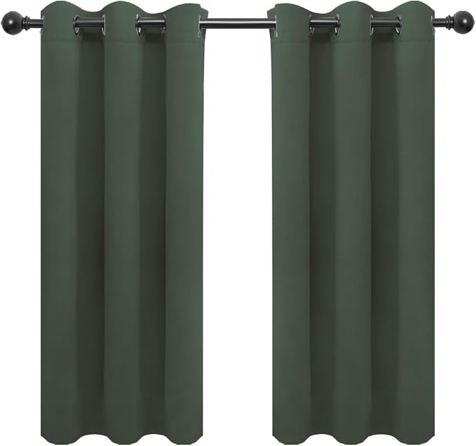 Easy-Going Thermal Grommet Blackout Curtains, 2 Panels 34x54 in | Greyish Green by Easy-Going