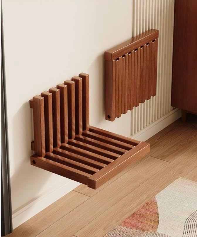 Solid Wood wall Mounted Bedside Table, Foldable Suspended Narrow Table by Unknown