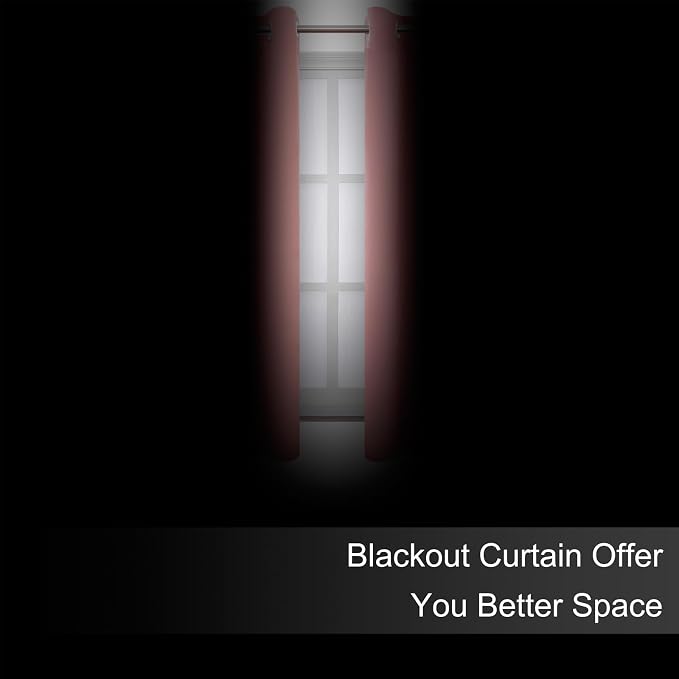 Blackout Curtains 52 x 63 inch/Pink Curtains Set of 2 Panels/Thermal Insulated - Image 3