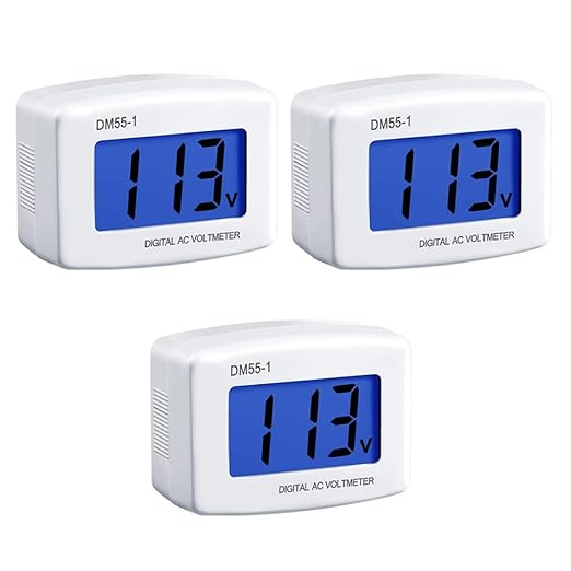 Voltage Test Monitor, 3PCS Digital Volt Meter Voltage Tester Gauge Meter Measuring Panel DM55-1 AC 80-300V LCD Display for Home