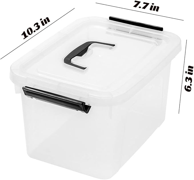 JUJIAJIA 6 Quart Clear Storage Latch Box/Bins, 6-Pack Plastic Container with Latches and Lid