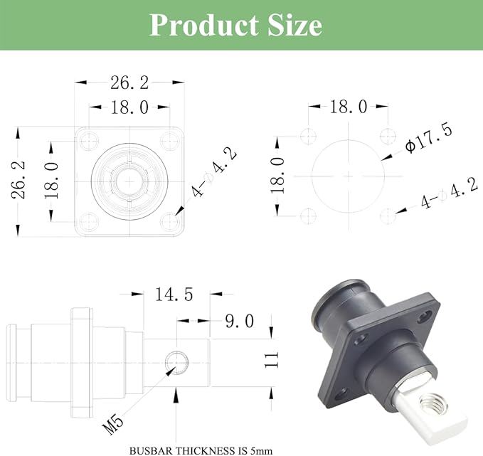 1 Set Battery Energy Storage Connector 100A 16mm² High Current HV Connectors Quick Plug Terminal Right Angle Plug and Socket IP67 Waterproof Power Adapter (Black, 100A)