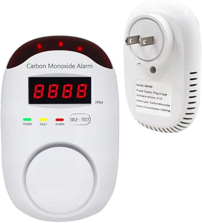 Carbon Monoxide Detector Insertion, Vzmcov CO Detector, LED Display Screen Voice Alarm, Suitable for Home Kitchen, Office, Hotel Garage, Living Room, Bedroom -1 Package (co, 2 of Them)