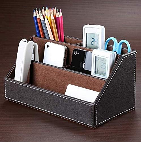 Brown PU Leather Remote Controller Holder TV Guide CD DVD Controller Organizer - Image 7