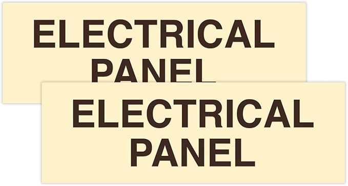 All Quality Basic Electrical Panel Sign - Fire Regulation Safety Compliance Sign - Ivory/Dark Brown - Small (2 Pack)